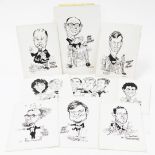Terence Shelbourne (1930-2020). A group of pen and ink caricatures, to include On The Bench, Count