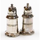 A Christoflé Orfévré á Paris salt and pepper shaker, with octagonal shaped head and foot baluster