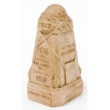 A World War One hell fire corner stoneware statue, marked Ypres 1918, 16cm high.