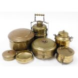 A group of Eastern brassware, to include storage canisters, storage lids, hammered Eastern bowls,