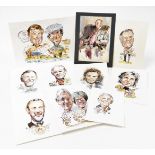 Terence Shelbourne (1930-2020). A group of watercolour caricatures, to include JMP Solicitors