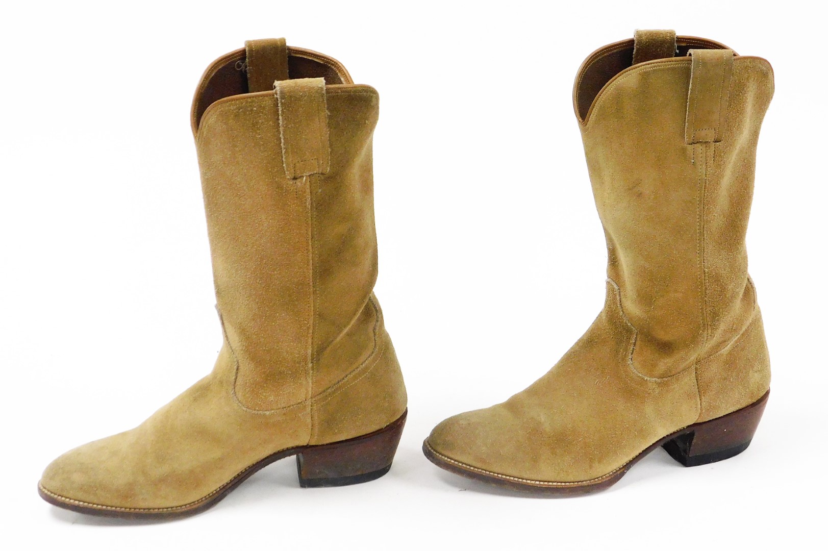 A pair of Wild West suede riding boots and gloves, the light brown boots 35cm high, together with - Image 2 of 5