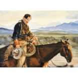 Terence Shelbourne (1930-2020). Nobody Gets To Be A Cowboy Forever, watercolour, signed and dated '