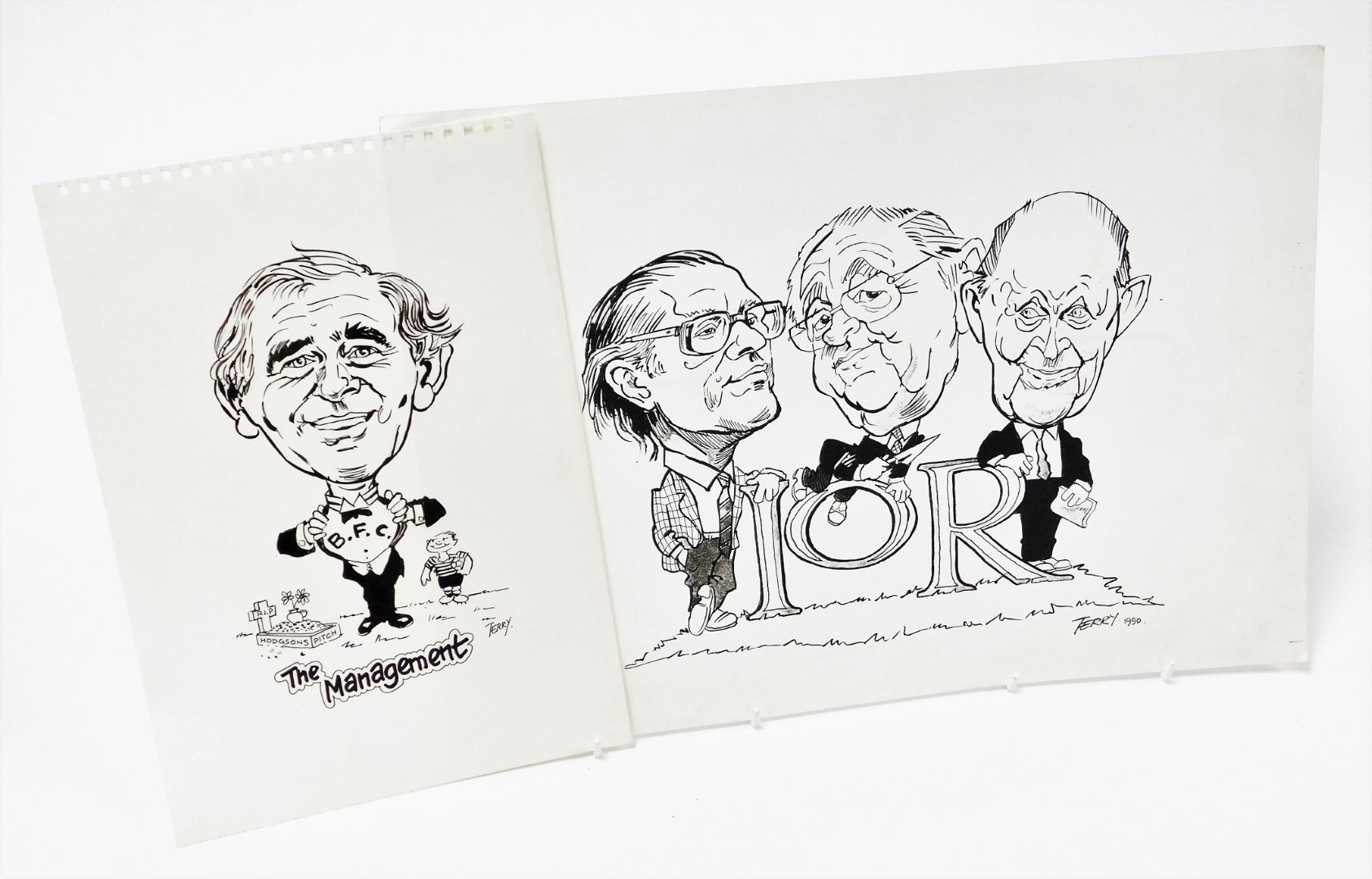 Terence Shelbourne (1930-2020). Various pen and ink caricatures, to include All Go In The Row, - Image 7 of 7