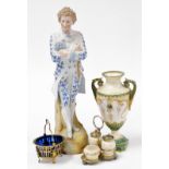 A group of ceramics, to include a late 19thC Royal China Works Worcester porcelain vase, the urn