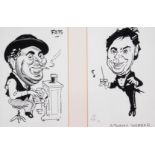 Terence Shelbourne (1930-2020). Fats and Stormy Webber caricature, watercolour,