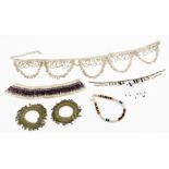 A quantity of costume jewellery, to include an African style beaded necklace, a dress beaded choker,
