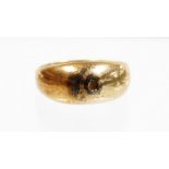 A 9ct gold dress ring, with shaped domed design, with single stone mount (stone missing), ring