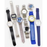 A group of wristwatches, to include a Casio gents wristwatch, Renault and Clio watches, a Timex