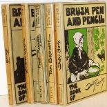 Five Brush, Pen and Pencil books, one by Lynsey Gardey, another by Tom Brown, Frank Reynolds, Jansen