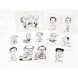 Terence Shelbourne (1930-2020). Various pen and ink caricatures, to include All Go In The Row,