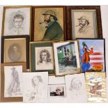 A quantity of pictures and prints, some by Terence Shelbourne, to include pencil sketches, some