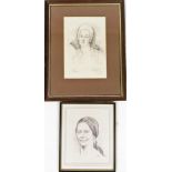 Terence Shelbourne (1930-2020). Female portrait, signed and dated 1975, 24cm x 18cm, framed and