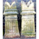 A pair of Victorian stoneware chimney turrets, with anchor stamp and three bowed section on reeded