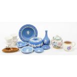 A group of Wedgwood and other trinket items, to include Wedgwood trinket jars, bud vases, Poole