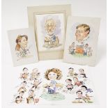 Terence Shelbourne (1930-2020). A group of watercolour caricatures, to include bearded gentleman