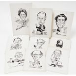 Terence Shelbourne (1930-2020). A group of pen and ink caricatures, to include All Go In The Row,