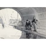 Frank Reynolds (1876-1953). Fishing under a railway arch, titled Blimey Alf! More Ghrand Bate!,