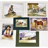 Terence Shelbourne (1930-2020). A group of watercolour cowboy and horse scenes, to include cowboy