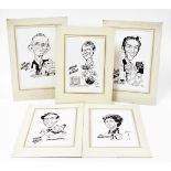 Terence Shelbourne (1930-2020). Various pen and ink caricatures, to include Steve The Video,