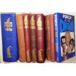 A group of Punch novels, to include Punch 1930 in blue binding, 1914 July to December, 1906 July
