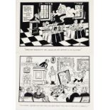 Terence Shelbourne (1930-2020). A group of pen and ink cartoons relating to auctions, to include