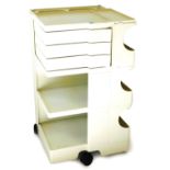A 1970's Joe Colombo Boby trolley, with shaped sections, drawers and openings on castors, moulded