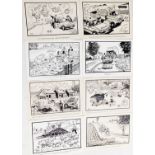 Terence Shelbourne (1930-2020). A group of pen and ink cartoons relating to farming scenes, to