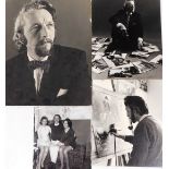 A group of black and white photographs, three mounted on board of Terence Shelbourne with his