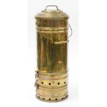 An Indian brass storage canister, bearing stamps to the top, Shree Shantosh Coocker, Bombay,