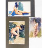 Terence Shelbourne (1930-2020). Watercolour studies of nudes, one signed and dated 1978, the other