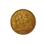 A Edward VII half gold sovereign dated 1902.