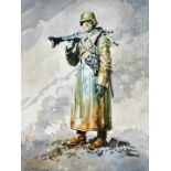 Terry Shelbourne (1930-2020). A military man in dress, watercolour, signed and dated '08, 36cm x