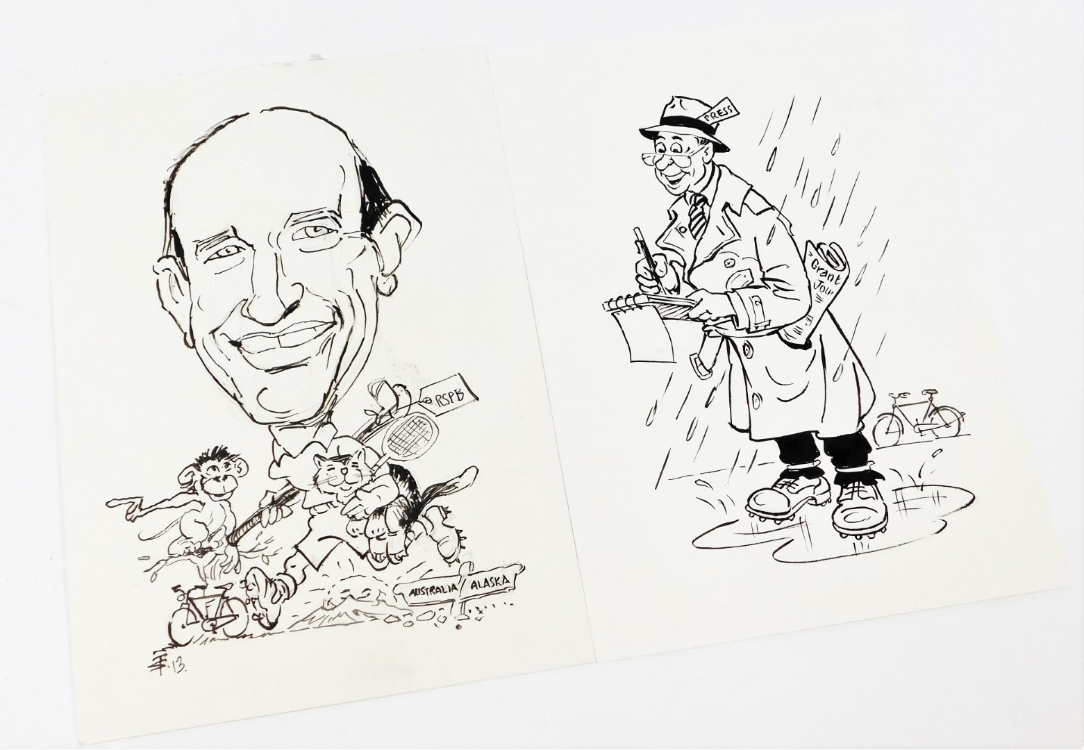 Terence Shelbourne (1930-2020). A group of caricature pen and ink drawings, to include 'Grantham - Image 2 of 7