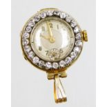 A Victorian/Edwardian diamond surround fob watch, the silvered coloured dial with seconds dial