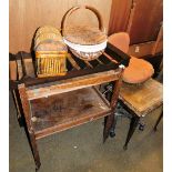 A group of furnishings and effects, to include swivel chair, two tier trolley, plate rack, two
