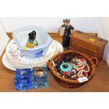 Various china, jewellery and effects, to include a group of modern costume jewellery, two domed