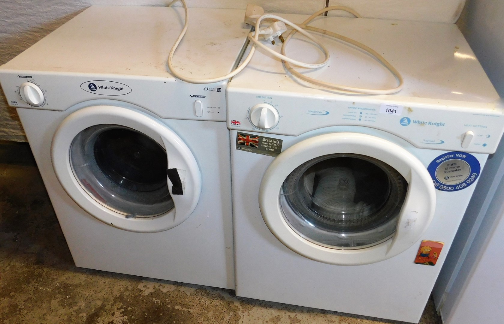 *Two White Knight 3kg load tumble dryers, in white. (2)