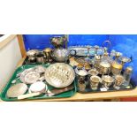 A large quantity of silver plated wares, to include coasters, pin dishes, trophies, trophy on stand,