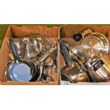 Various kitchenalia, to include saucepans, steamers, frying pans, kitchen utensils, etc. (2 boxes)