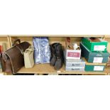 Assorted ladies and gentleman's bags and clothing, to include various men's shoes size 10 and 9.5,