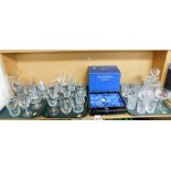 A group of glassware, to include drinking glasses, tankards, tumblers, Bohemia Crystal, decanter,