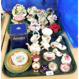 A group of ceramics, to include Royal Albert style trinket boxes, Aynsley vase, floral posy