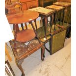 A group of furniture, to include a two tier table, a dining chair, a leather inset mahogany table