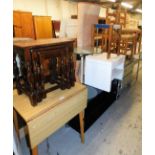 *A group of furnishings, to include a Melamine kitchen table, a mahogany nest of three tables, a
