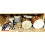 A group of musical instruments, to include bells, xylophones, recorders, bongos, tambourines,