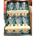 A cased set of six Thomas Webb wine glasses