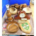 Various wooden and other trinkets, to include a Whitehall mantel clock, a desk calendar, a West
