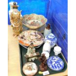 A group of Oriental items, to include various vases, miniature finger bowls, modern blue and white