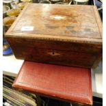 A 19thC rosewood work box, with mother of pearl inlay, loose and cased flatware, etc. (a quantity)